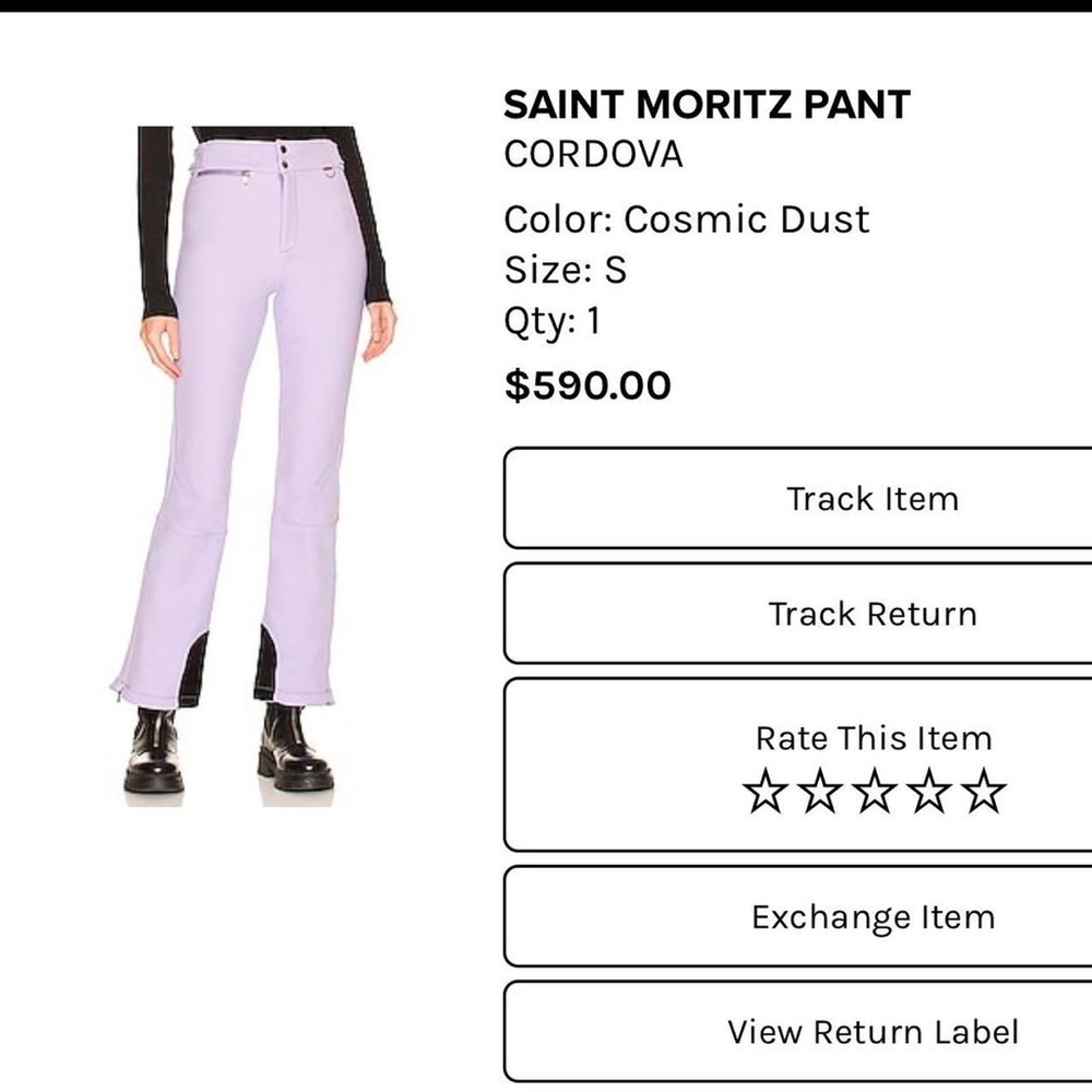 Cordova Purple ski pants saint Moritz cosmic dust